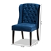 Baxton Studio Lamont Modern Contemporary Transitional Navy Blue Velvet Fabric Upholstered and Dark Brown Finished Wood Wingback Dining Chair - WS-W158-Navy Blue Velvet/Espresso-DC