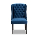 Baxton Studio Lamont Modern Contemporary Transitional Navy Blue Velvet Fabric Upholstered and Dark Brown Finished Wood Wingback Dining Chair - WS-W158-Navy Blue Velvet/Espresso-DC