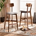 Baxton Studio Cameron Modern and Contemporary Transitional Grey Fabric Upholstered and Walnut Brown Finished Wood 2-Piece Bar Stool Set - Cozy-Grey/Walnut-BS