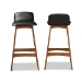 Baxton Studio Darrin Mid-Century Modern Black Faux Leather Upholstered and Walnut Brown Finished Wood 2-Piece Bar Stool Set - Hua-Black/Walnut-BS