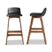 Baxton Studio Darrin Mid-Century Modern Black Faux Leather Upholstered and Walnut Brown Finished Wood 2-Piece Bar Stool Set - Hua-Black/Walnut-BS