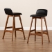 Baxton Studio Darrin Mid-Century Modern Black Faux Leather Upholstered and Walnut Brown Finished Wood 2-Piece Bar Stool Set - Hua-Black/Walnut-BS