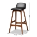 Baxton Studio Darrin Mid-Century Modern Black Faux Leather Upholstered and Walnut Brown Finished Wood 2-Piece Bar Stool Set - Hua-Black/Walnut-BS