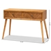 Baxton Studio Mae Mid-Century Modern Natural Brown Finished Wood 2-Drawer Console Table - JY20A151-Console