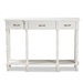 Baxton Studio Hallan Classic and Traditional French Provincial White Finished Wood 3-Drawer Console Table - JY20A075-White-Console