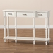 Baxton Studio Hallan Classic and Traditional French Provincial White Finished Wood 3-Drawer Console Table - JY20A075-White-Console
