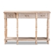 Baxton Studio Hallan Classic and Traditional French Provincial Rustic Whitewashed Oak Brown Finished Wood 3-Drawer Console Table - JY20A075-Natural-Console
