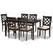 Baxton Studio Ramiro Modern and Contemporary Sand Fabric Upholstered and Dark Brown Finished Wood 7-Piece Dining Set - RH336C-Sand/Dark Brown-7PC Dining Set