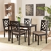 Baxton Studio Ramiro Modern and Contemporary Sand Fabric Upholstered and Dark Brown Finished Wood 5-Piece Dining Set - RH336C-Sand/Dark Brown-5PC Dining Set