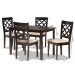 Baxton Studio Ramiro Modern and Contemporary Sand Fabric Upholstered and Dark Brown Finished Wood 5-Piece Dining Set - RH336C-Sand/Dark Brown-5PC Dining Set