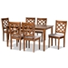 Baxton Studio Ramiro Modern and Contemporary Grey Fabric Upholstered and Walnut Brown Finished Wood 7-Piece Dining Set