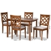 Baxton Studio Ramiro Modern and Contemporary Grey Fabric Upholstered and Walnut Brown Finished Wood 5-Piece Dining Set - RH336C-Grey/Walnut-5PC Dining Set