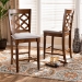 Baxton Studio Ramiro Modern and Contemporary Transitional Grey Fabric Upholstered and Walnut Brown Finished Wood 2-Piece Counter Stool Set - RH336P-Grey/Walnut-PC