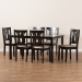 Baxton Studio Fenton Modern and Contemporary Sand Fabric Upholstered and Dark Brown Finished Wood 7-Piece Dining Set - RH338C-Sand/Dark Brown-7PC Dining Set