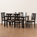 Baxton Studio Fenton Modern and Contemporary Sand Fabric Upholstered and Dark Brown Finished Wood 7-Piece Dining Set - RH338C-Sand/Dark Brown-7PC Dining Set