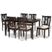Baxton Studio Fenton Modern and Contemporary Sand Fabric Upholstered and Dark Brown Finished Wood 7-Piece Dining Set - RH338C-Sand/Dark Brown-7PC Dining Set