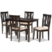 Baxton Studio Fenton Modern and Contemporary Sand Fabric Upholstered and Dark Brown Finished Wood 5-Piece Dining Set
