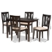 Baxton Studio Fenton Modern and Contemporary Sand Fabric Upholstered and Dark Brown Finished Wood 5-Piece Dining Set - RH338C-Sand/Dark Brown-5PC Dining Set