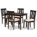 Baxton Studio Fenton Modern and Contemporary Sand Fabric Upholstered and Dark Brown Finished Wood 5-Piece Dining Set - RH338C-Sand/Dark Brown-5PC Dining Set