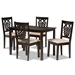Baxton Studio Gervais Modern and Contemporary Sand Fabric Upholstered and Dark Brown Finished Wood 5-Piece Dining Set