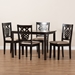 Baxton Studio Gervais Modern and Contemporary Sand Fabric Upholstered and Dark Brown Finished Wood 5-Piece Dining Set - RH339C-Sand/Dark Brown-5PC Dining Set