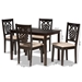 Baxton Studio Gervais Modern and Contemporary Sand Fabric Upholstered and Dark Brown Finished Wood 5-Piece Dining Set - RH339C-Sand/Dark Brown-5PC Dining Set