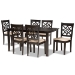 Baxton Studio Nicolette Modern and Contemporary Sand Fabric Upholstered and Dark Brown Finished Wood 7-Piece Dining Set