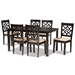 Baxton Studio Nicolette Modern and Contemporary Sand Fabric Upholstered and Dark Brown Finished Wood 7-Piece Dining Set