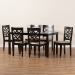 Baxton Studio Nicolette Modern and Contemporary Sand Fabric Upholstered and Dark Brown Finished Wood 7-Piece Dining Set - RH340C-Sand/Dark Brown-7PC Dining Set