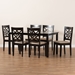 Baxton Studio Nicolette Modern and Contemporary Sand Fabric Upholstered and Dark Brown Finished Wood 7-Piece Dining Set - RH340C-Sand/Dark Brown-7PC Dining Set