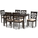 Baxton Studio Nicolette Modern and Contemporary Sand Fabric Upholstered and Dark Brown Finished Wood 7-Piece Dining Set - RH340C-Sand/Dark Brown-7PC Dining Set