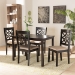 Baxton Studio Nicolette Modern and Contemporary Sand Fabric Upholstered and Dark Brown Finished Wood 5-Piece Dining Set - RH340C-Sand/Dark Brown-5PC Dining Set
