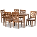 Baxton Studio Nicolette Modern and Contemporary Grey Fabric Upholstered and Walnut Brown Finished Wood 7-Piece Dining Set