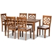 Baxton Studio Nicolette Modern and Contemporary Grey Fabric Upholstered and Walnut Brown Finished Wood 7-Piece Dining Set