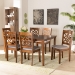 Baxton Studio Nicolette Modern and Contemporary Grey Fabric Upholstered and Walnut Brown Finished Wood 7-Piece Dining Set - RH340C-Grey/Walnut-7PC Dining Set