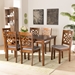 Baxton Studio Nicolette Modern and Contemporary Grey Fabric Upholstered and Walnut Brown Finished Wood 7-Piece Dining Set - RH340C-Grey/Walnut-7PC Dining Set