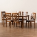 Baxton Studio Nicolette Modern and Contemporary Grey Fabric Upholstered and Walnut Brown Finished Wood 7-Piece Dining Set - RH340C-Grey/Walnut-7PC Dining Set