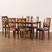 Baxton Studio Nicolette Modern and Contemporary Grey Fabric Upholstered and Walnut Brown Finished Wood 7-Piece Dining Set - RH340C-Grey/Walnut-7PC Dining Set