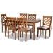 Baxton Studio Nicolette Modern and Contemporary Grey Fabric Upholstered and Walnut Brown Finished Wood 7-Piece Dining Set - RH340C-Grey/Walnut-7PC Dining Set