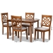 Baxton Studio Nicolette Modern and Contemporary Grey Fabric Upholstered and Walnut Brown Finished Wood 5-Piece Dining Set - RH340C-Grey/Walnut-5PC Dining Set