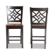 Baxton Studio Nicolette Modern and Contemporary Two-Tone Dark Brown and Walnut Brown Finished Wood 2-Piece Counter Stool Set - RH340P-Dark Brown/Walnut Wood Scoop Seat-PC