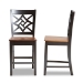 Baxton Studio Nicolette Modern and Contemporary Two-Tone Dark Brown and Walnut Brown Finished Wood 2-Piece Counter Stool Set - RH340P-Dark Brown/Walnut Wood Scoop Seat-PC