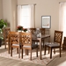 Baxton Studio Caron Modern and Contemporary Grey Fabric Upholstered and Walnut Brown Finished Wood 7-Piece Dining Set - RH317C-Grey/Walnut-DC-7PC Dining Set