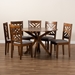 Baxton Studio Norah Modern and Contemporary Grey Fabric Upholstered and Walnut Brown Finished Wood 7-Piece Dining Set - Norah-Grey/Walnut-7PC Dining Set