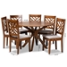 Baxton Studio Norah Modern and Contemporary Grey Fabric Upholstered and Walnut Brown Finished Wood 7-Piece Dining Set - Norah-Grey/Walnut-7PC Dining Set