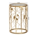 Baxton Studio Anaya Modern and Contemporary Glam Brushed Gold Finished Metal and Glass Leaf Accent End Table - JY20A251-Gold-ET