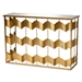 Baxton Studio Vega Glam and Luxe Gold Finished Metal and Mirrored Glass Geometric Console Table