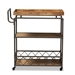 Baxton Studio Amado Rustic Industrial Farmhouse Oak Brown Finished Wood and Black Metal 3-Tier Mobile Kitchen Cart - JY20A060-Natural-Cart