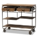 Baxton Studio Grant Vintage Rustic Industrial Oak Brown Finished Wood and Black Finished Metal 2-Drawer Kitchen Cart - JY20A069-Oak-Cart