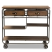 Baxton Studio Grant Vintage Rustic Industrial Oak Brown Finished Wood and Black Finished Metal 2-Drawer Kitchen Cart - JY20A069-Oak-Cart